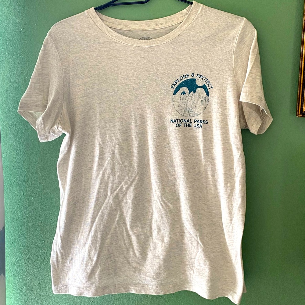 REI Cream Short Sleeve Tee National Parks tracker